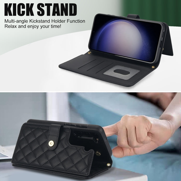 For Samsung Galaxy S23+ 5G Crossbody Multifunction Rhombic Leather Phone Case