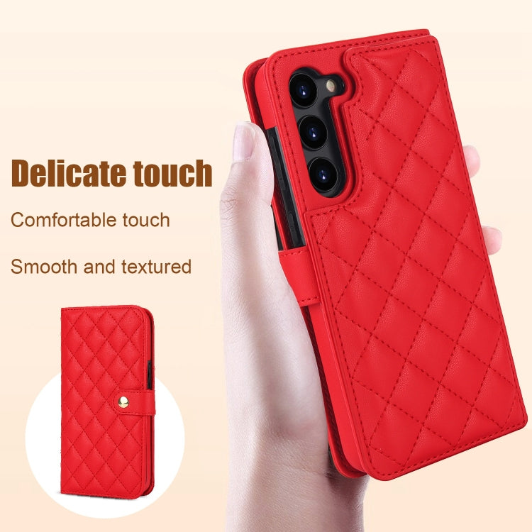 For Samsung Galaxy S23+ 5G Crossbody Multifunction Rhombic Leather Phone Case