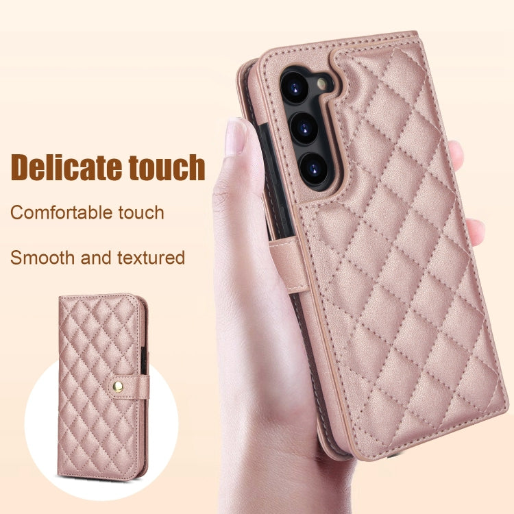 For Samsung Galaxy S23+ 5G Crossbody Multifunction Rhombic Leather Phone Case