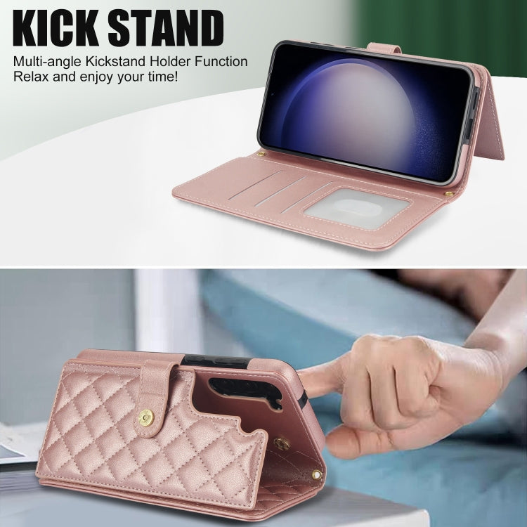 For Samsung Galaxy S23+ 5G Crossbody Multifunction Rhombic Leather Phone Case