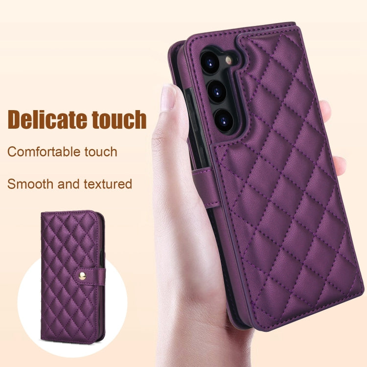 For Samsung Galaxy S23+ 5G Crossbody Multifunction Rhombic Leather Phone Case