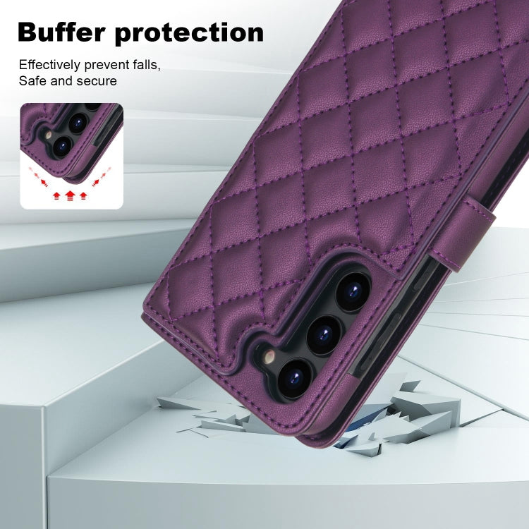 For Samsung Galaxy S23+ 5G Crossbody Multifunction Rhombic Leather Phone Case
