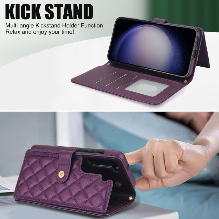 For Samsung Galaxy S23+ 5G Crossbody Multifunction Rhombic Leather Phone Case