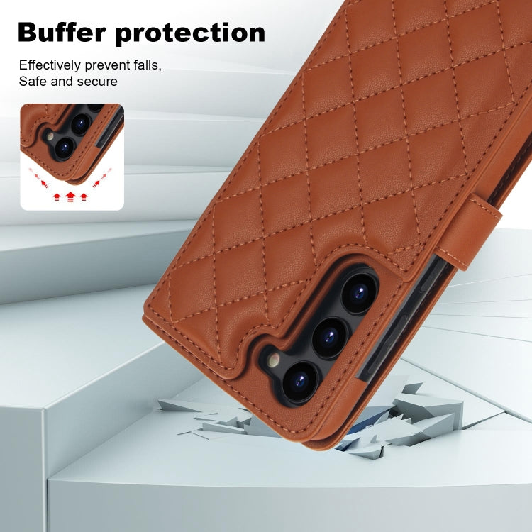 For Samsung Galaxy S23+ 5G Crossbody Multifunction Rhombic Leather Phone Case