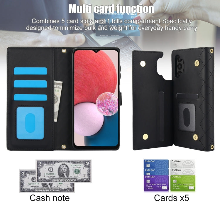 For Samsung Galaxy A13 4G/5G Crossbody Multifunction Rhombic Leather Phone Case