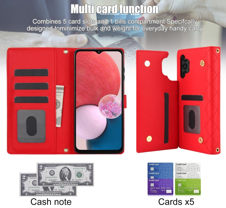 For Samsung Galaxy A13 4G/5G Crossbody Multifunction Rhombic Leather Phone Case