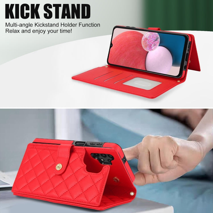 For Samsung Galaxy A13 4G/5G Crossbody Multifunction Rhombic Leather Phone Case