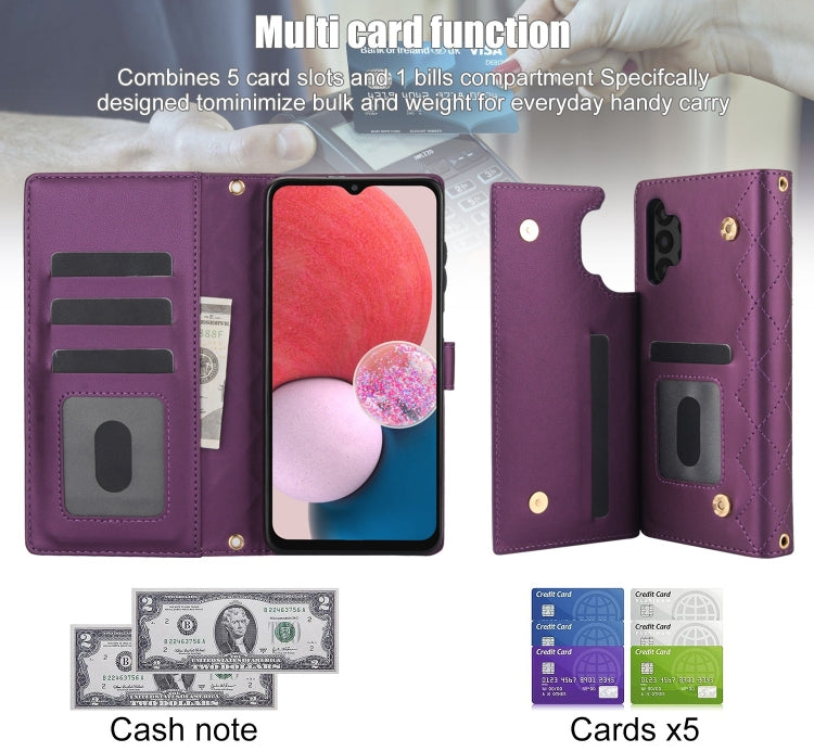 For Samsung Galaxy A13 4G/5G Crossbody Multifunction Rhombic Leather Phone Case