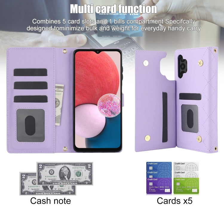 For Samsung Galaxy A13 4G/5G Crossbody Multifunction Rhombic Leather Phone Case