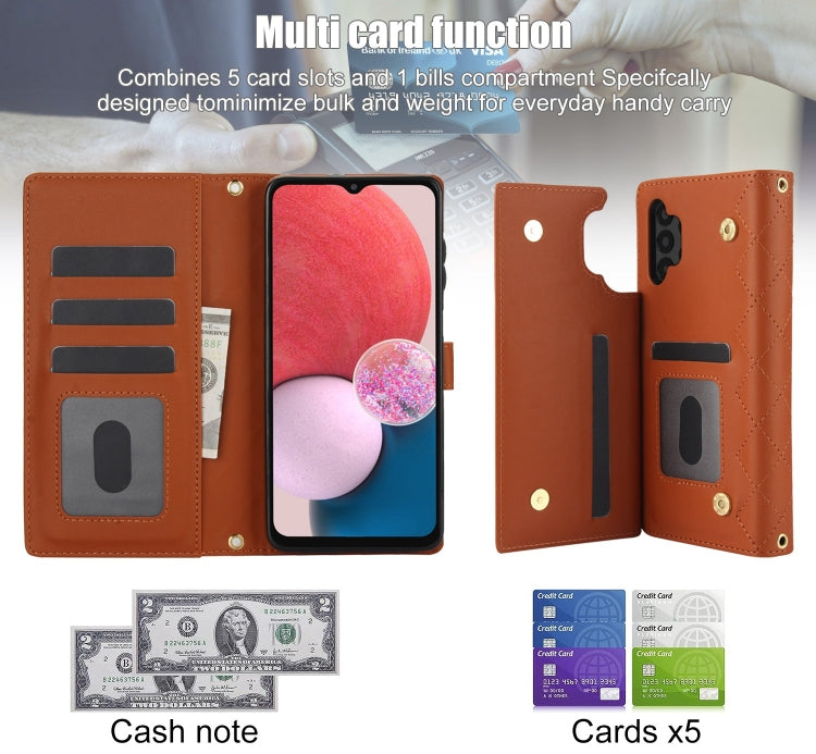 For Samsung Galaxy A13 4G/5G Crossbody Multifunction Rhombic Leather Phone Case