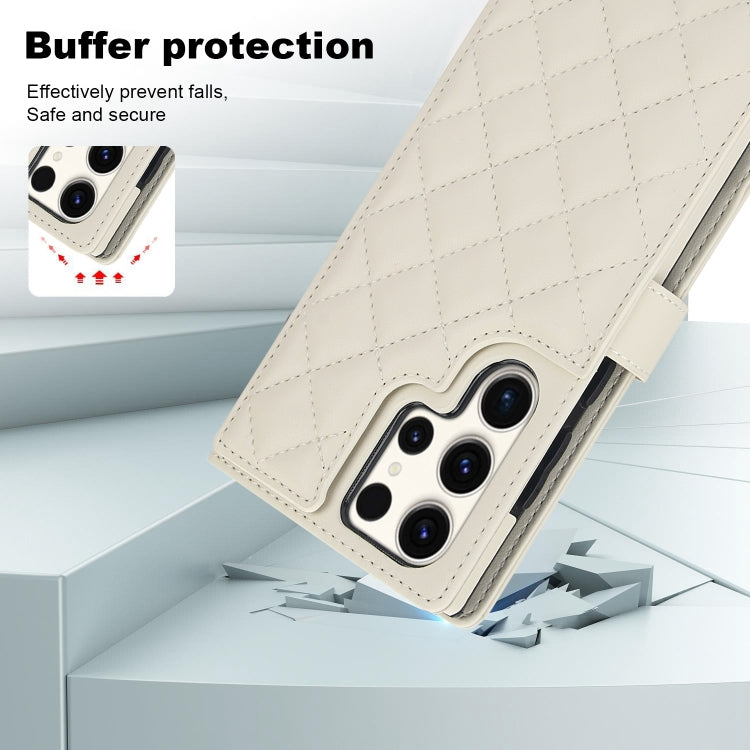 For Samsung Galaxy S22 Ultra 5G Crossbody Multifunction Rhombic Leather Phone Case