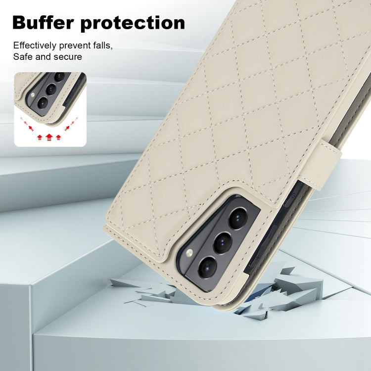 For Samsung Galaxy S22 5G Crossbody Multifunction Rhombic Leather Phone Case