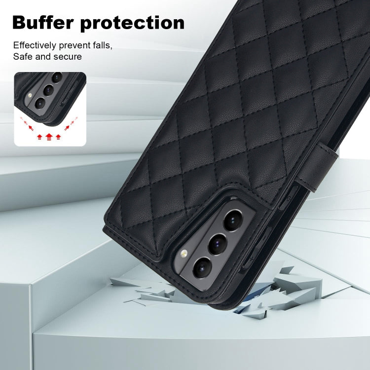 For Samsung Galaxy S22 5G Crossbody Multifunction Rhombic Leather Phone Case
