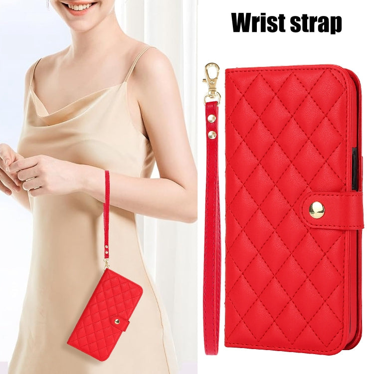For Samsung Galaxy S22 5G Crossbody Multifunction Rhombic Leather Phone Case