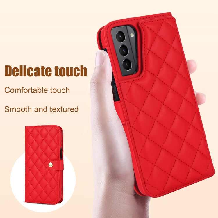 For Samsung Galaxy S22 5G Crossbody Multifunction Rhombic Leather Phone Case