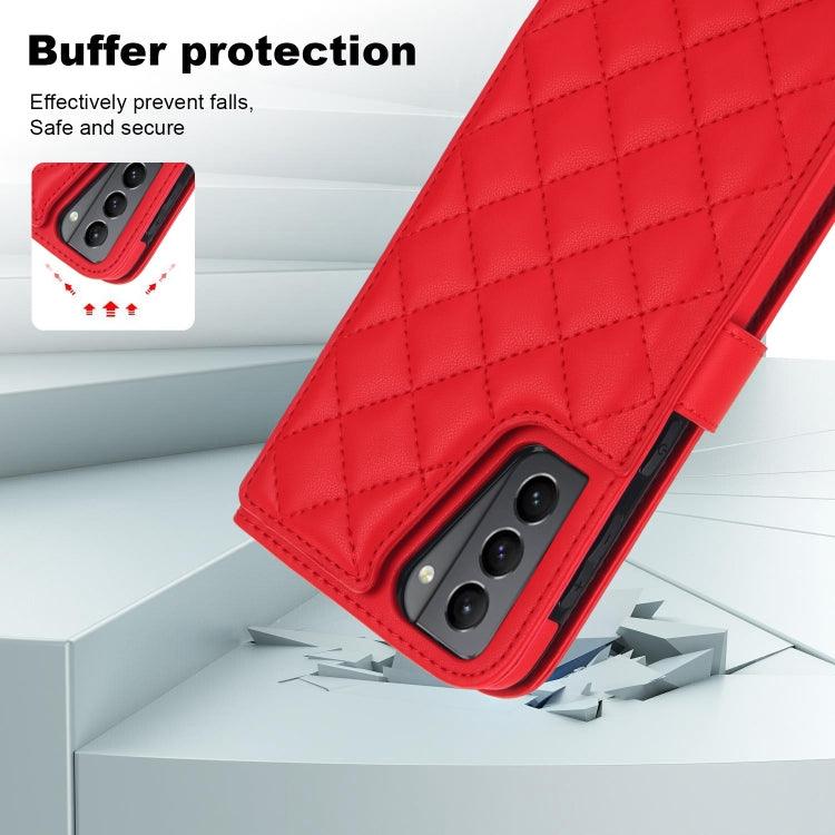 For Samsung Galaxy S22 5G Crossbody Multifunction Rhombic Leather Phone Case