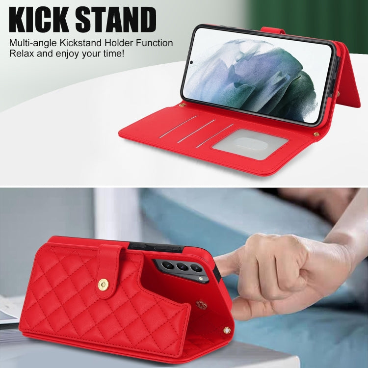 For Samsung Galaxy S22 5G Crossbody Multifunction Rhombic Leather Phone Case