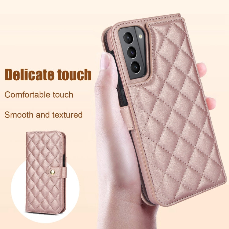 For Samsung Galaxy S22 5G Crossbody Multifunction Rhombic Leather Phone Case