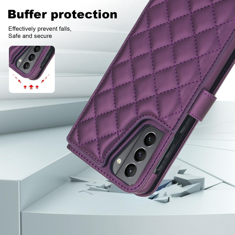 For Samsung Galaxy S22 5G Crossbody Multifunction Rhombic Leather Phone Case