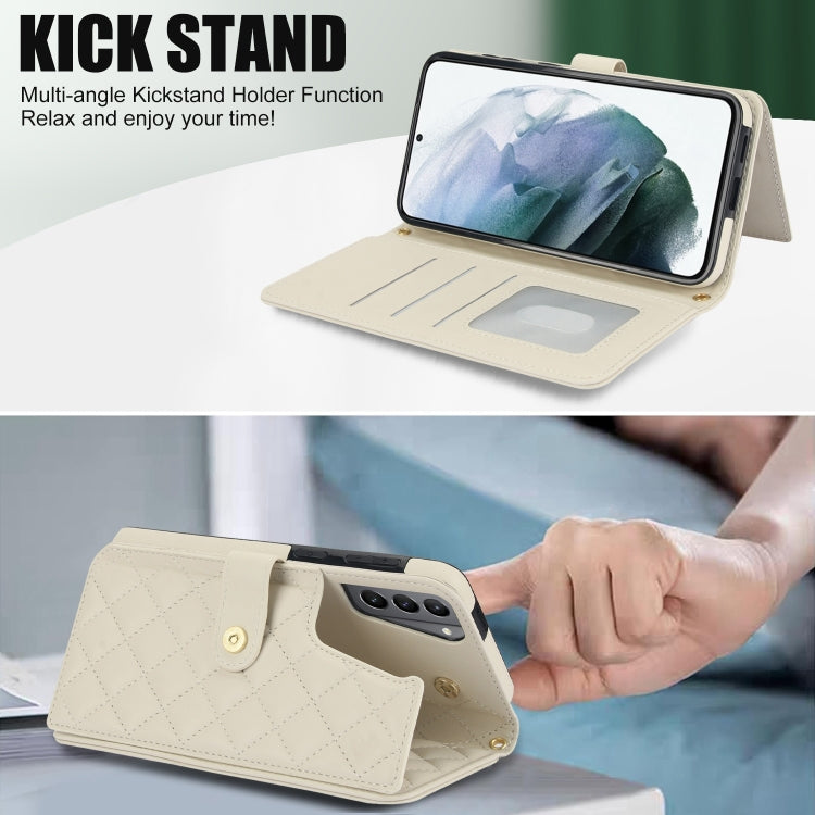 For Samsung Galaxy S21 5G Crossbody Multifunction Rhombic Leather Phone Case