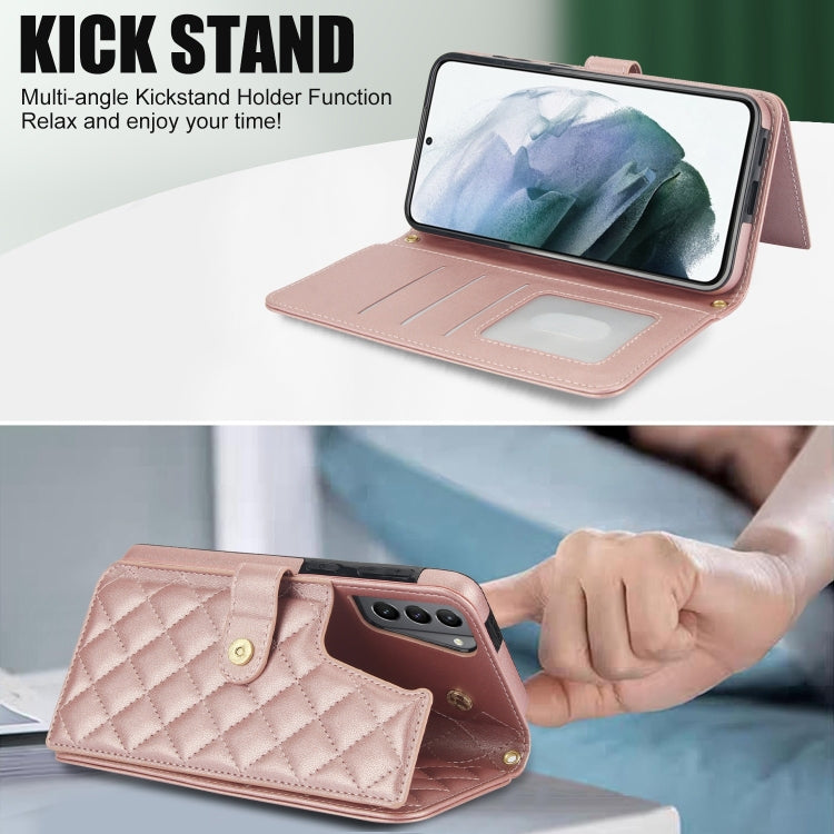 For Samsung Galaxy S21 5G Crossbody Multifunction Rhombic Leather Phone Case