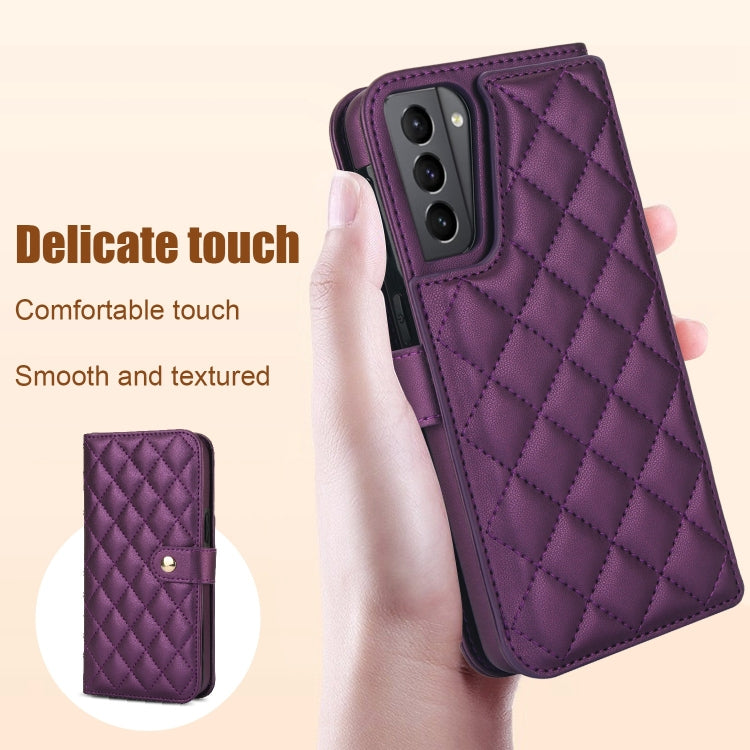 For Samsung Galaxy S21 5G Crossbody Multifunction Rhombic Leather Phone Case
