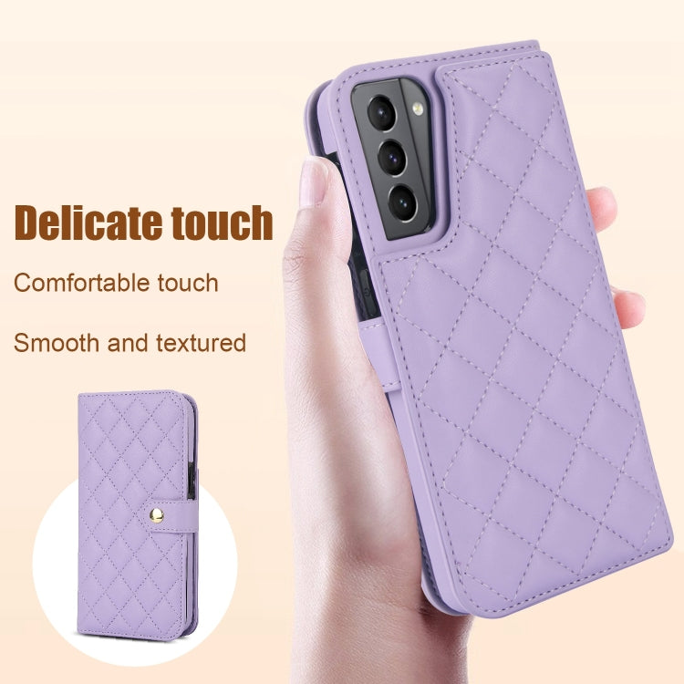 For Samsung Galaxy S21 5G Crossbody Multifunction Rhombic Leather Phone Case