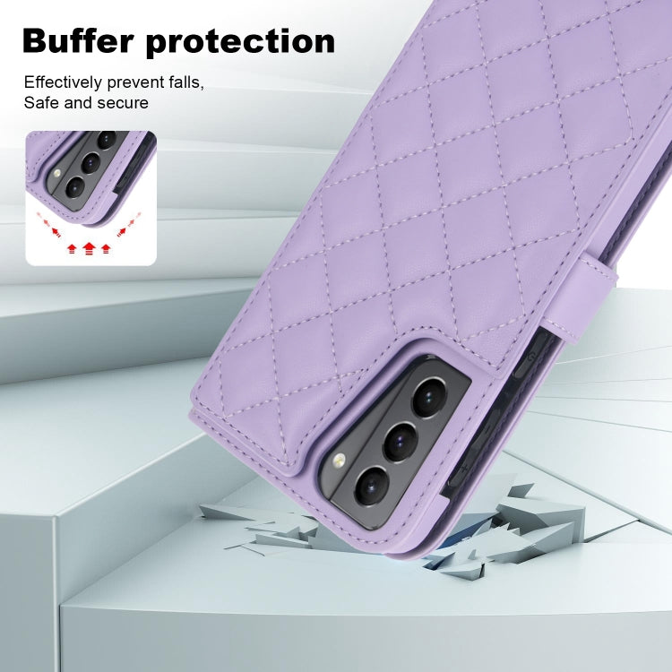 For Samsung Galaxy S21 5G Crossbody Multifunction Rhombic Leather Phone Case