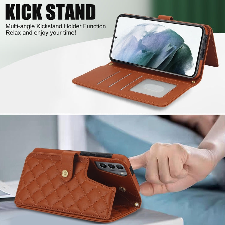 For Samsung Galaxy S21 5G Crossbody Multifunction Rhombic Leather Phone Case