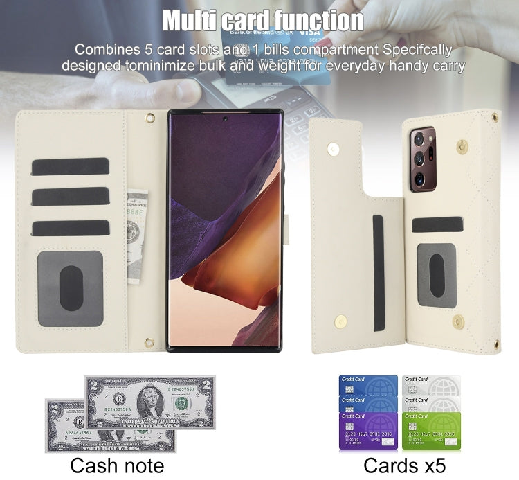 For Samsung Galaxy Note20 Ultra Crossbody Multifunction Rhombic Leather Phone Case