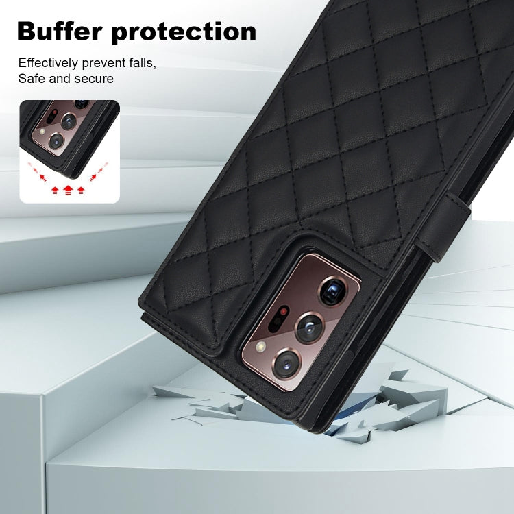 For Samsung Galaxy Note20 Ultra Crossbody Multifunction Rhombic Leather Phone Case