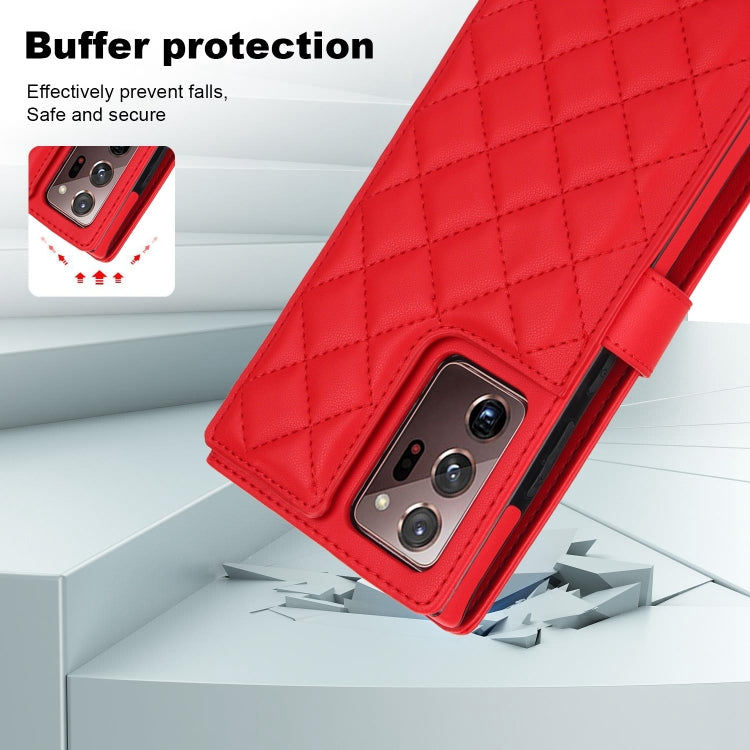For Samsung Galaxy Note20 Ultra Crossbody Multifunction Rhombic Leather Phone Case