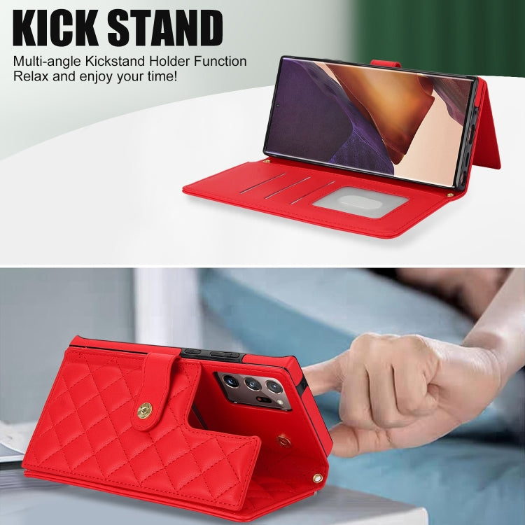 For Samsung Galaxy Note20 Ultra Crossbody Multifunction Rhombic Leather Phone Case