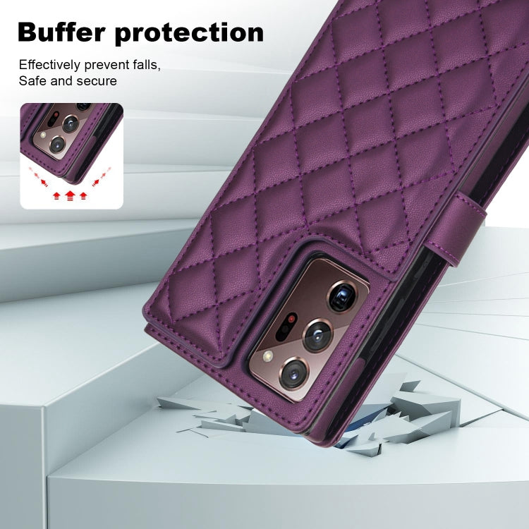 For Samsung Galaxy Note20 Ultra Crossbody Multifunction Rhombic Leather Phone Case