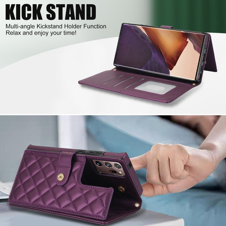 For Samsung Galaxy Note20 Ultra Crossbody Multifunction Rhombic Leather Phone Case