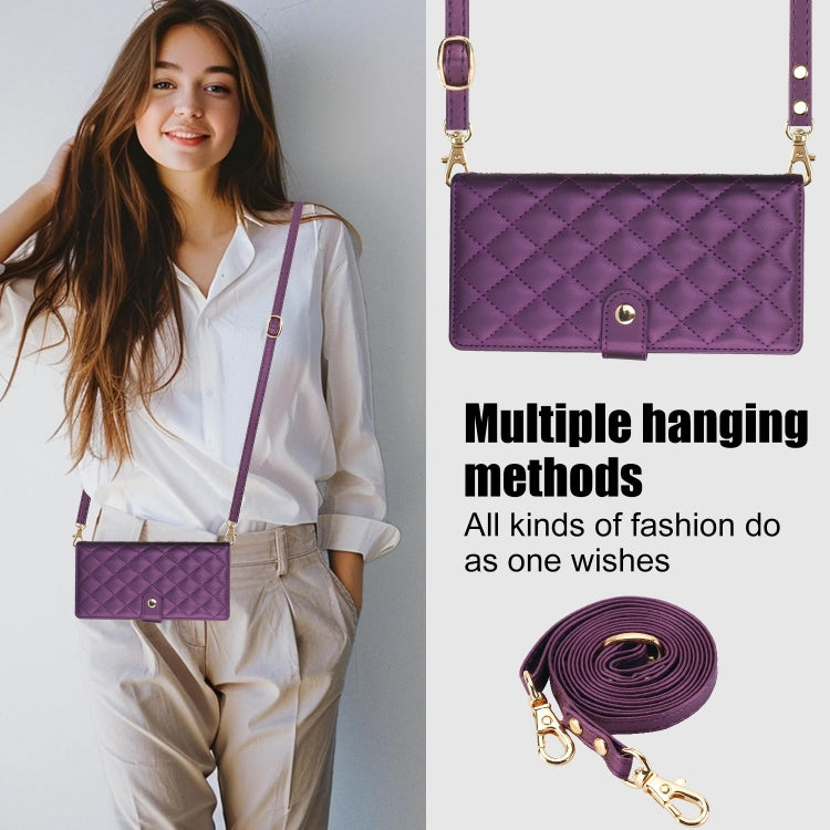 For Samsung Galaxy Note20 Ultra Crossbody Multifunction Rhombic Leather Phone Case