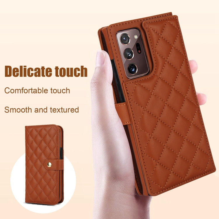 For Samsung Galaxy Note20 Ultra Crossbody Multifunction Rhombic Leather Phone Case