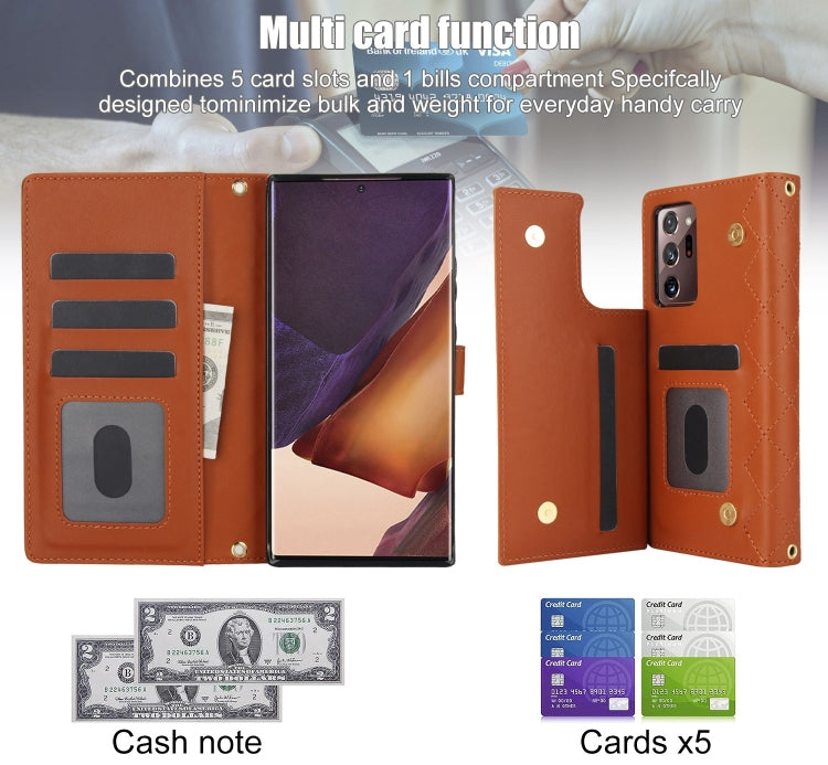 For Samsung Galaxy Note20 Ultra Crossbody Multifunction Rhombic Leather Phone Case