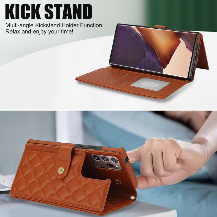 For Samsung Galaxy Note20 Ultra Crossbody Multifunction Rhombic Leather Phone Case