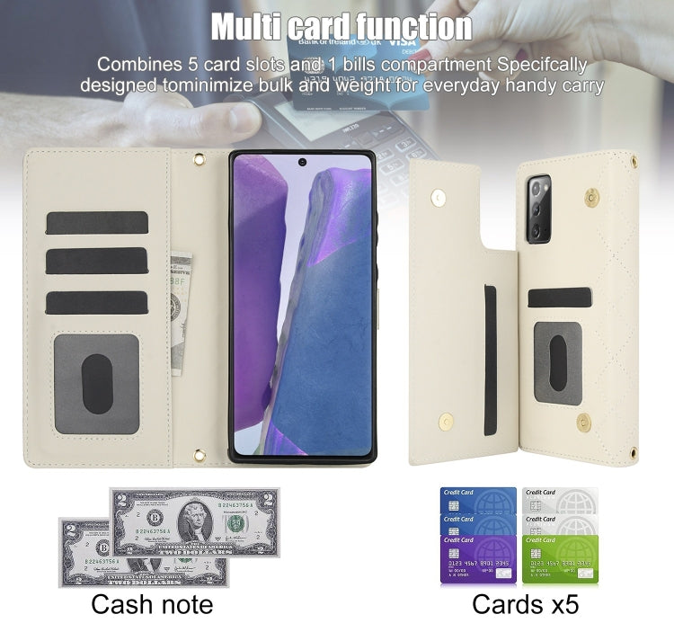 For Samsung Galaxy Note20 Crossbody Multifunction Rhombic Leather Phone Case