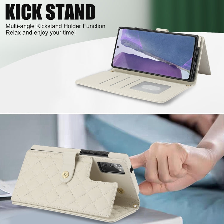 For Samsung Galaxy Note20 Crossbody Multifunction Rhombic Leather Phone Case