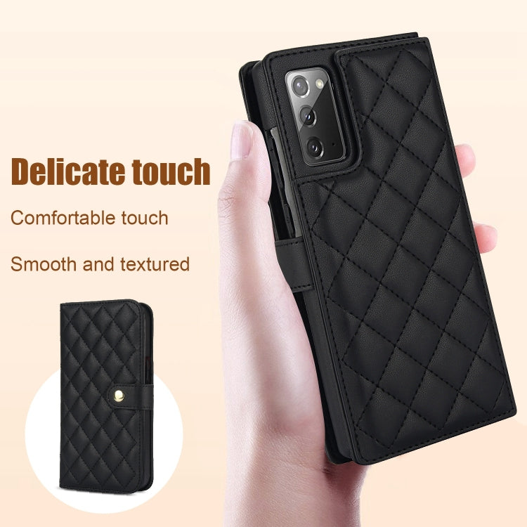 For Samsung Galaxy Note20 Crossbody Multifunction Rhombic Leather Phone Case
