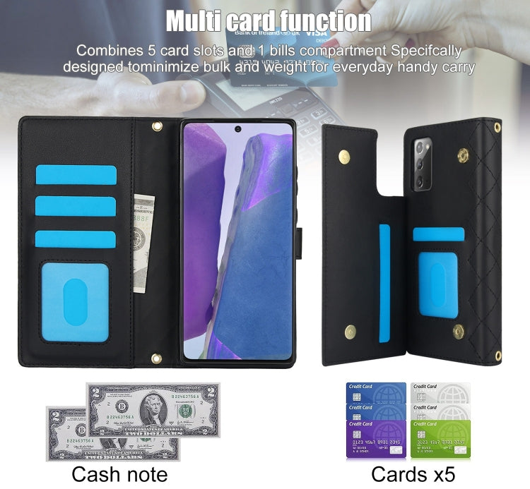 For Samsung Galaxy Note20 Crossbody Multifunction Rhombic Leather Phone Case