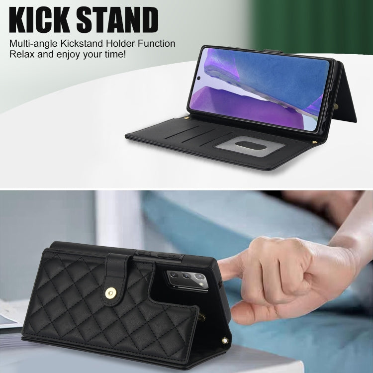 For Samsung Galaxy Note20 Crossbody Multifunction Rhombic Leather Phone Case