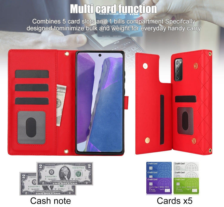 For Samsung Galaxy Note20 Crossbody Multifunction Rhombic Leather Phone Case
