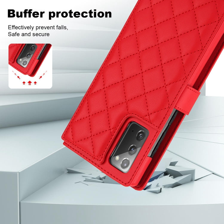 For Samsung Galaxy Note20 Crossbody Multifunction Rhombic Leather Phone Case