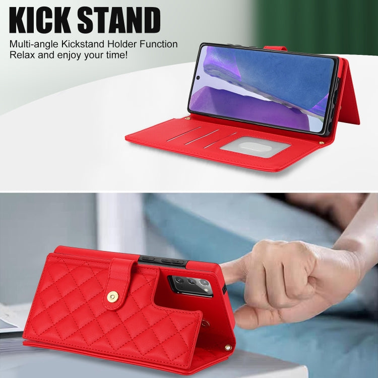 For Samsung Galaxy Note20 Crossbody Multifunction Rhombic Leather Phone Case