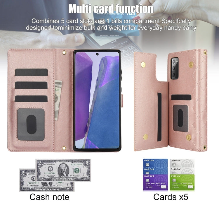 For Samsung Galaxy Note20 Crossbody Multifunction Rhombic Leather Phone Case