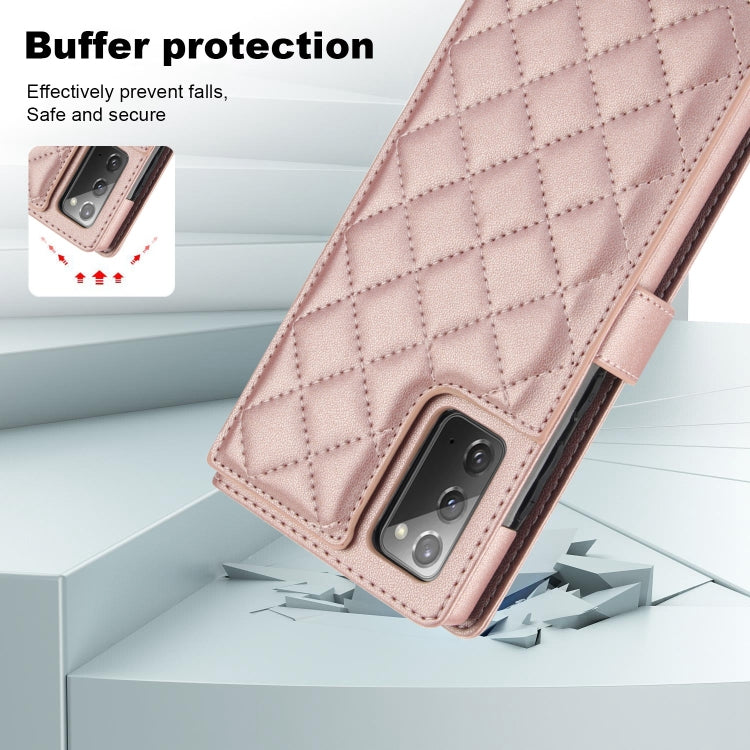 For Samsung Galaxy Note20 Crossbody Multifunction Rhombic Leather Phone Case