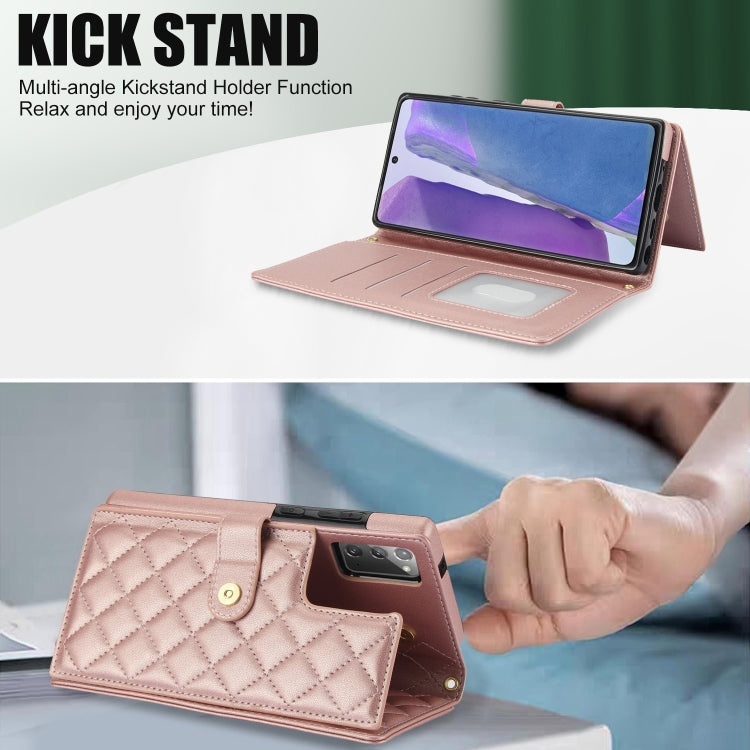 For Samsung Galaxy Note20 Crossbody Multifunction Rhombic Leather Phone Case